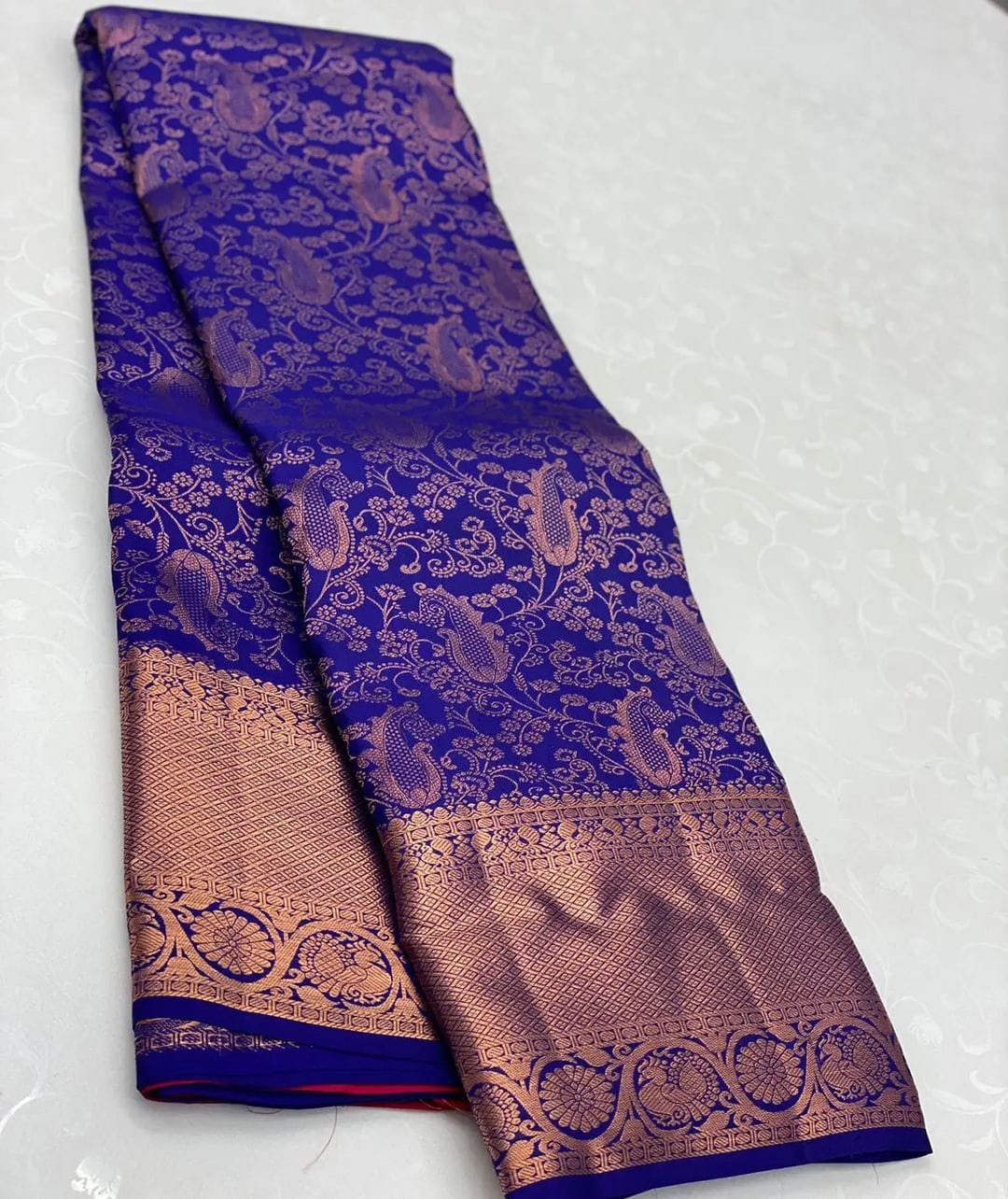 Tempting Blue Soft Silk Saree With Supernal Blouse Piece - Colorful Saree