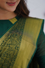 Pleasurable Dark Green Soft Silk Saree With Petrichor Blouse Piece - Colorful Saree