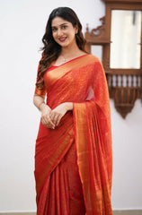 Dissemble Red Soft Silk Saree With Imbrication Blouse Piece - Colorful Saree