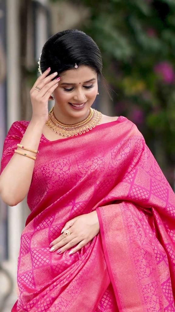 Palimpsest Dark Pink Soft Silk Saree With Scintilla Blouse Piece - Colorful Saree