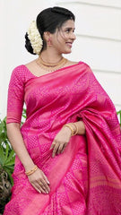 Palimpsest Dark Pink Soft Silk Saree With Scintilla Blouse Piece - Colorful Saree