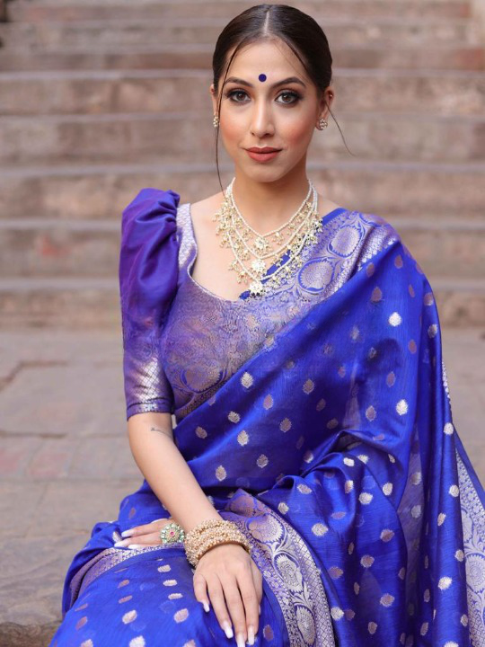 Improbable Blue Soft Silk Saree With Glittering Blouse Piece - Colorful Saree