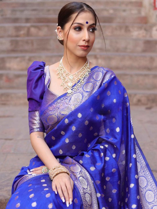 Improbable Blue Soft Silk Saree With Glittering Blouse Piece - Colorful Saree