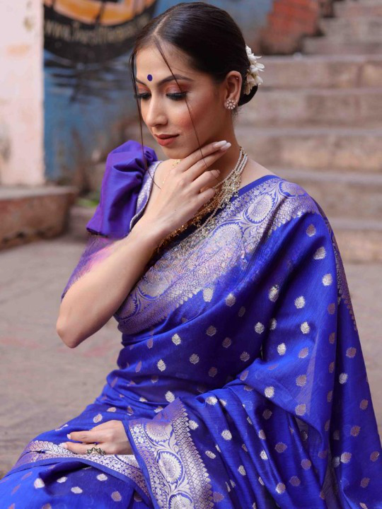 Improbable Blue Soft Silk Saree With Glittering Blouse Piece - Colorful Saree