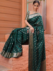 Elision Green Soft Silk Saree With Demesne Blouse Piece - Colorful Saree