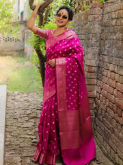 Epiphany Dark Pink Soft Silk Saree With Eloquence Blouse Piece - Colorful Saree