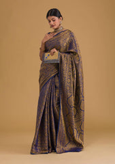 Traditional Navy Blue Soft Silk Saree With Exquisite Blouse Piece - Colorful Saree