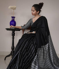 Extraordinary Black Soft Silk Saree With Sizzling Blouse Piece - Colorful Saree