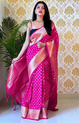 Fancifull Dark Pink Soft Silk Saree With Adoring Blouse Piece - Colorful Saree