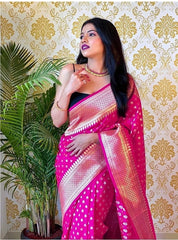 Fancifull Dark Pink Soft Silk Saree With Adoring Blouse Piece - Colorful Saree