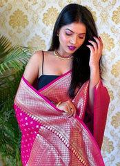 Fancifull Dark Pink Soft Silk Saree With Adoring Blouse Piece - Colorful Saree