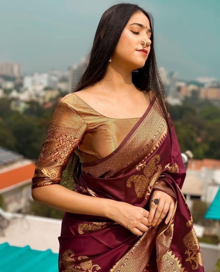 Amazing Wine Soft Silk Saree With Classy Blouse Piece - Colorful Saree