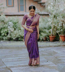 Exceptional Royal Blue Soft Silk Saree With Groovy Blouse Piece - Colorful Saree