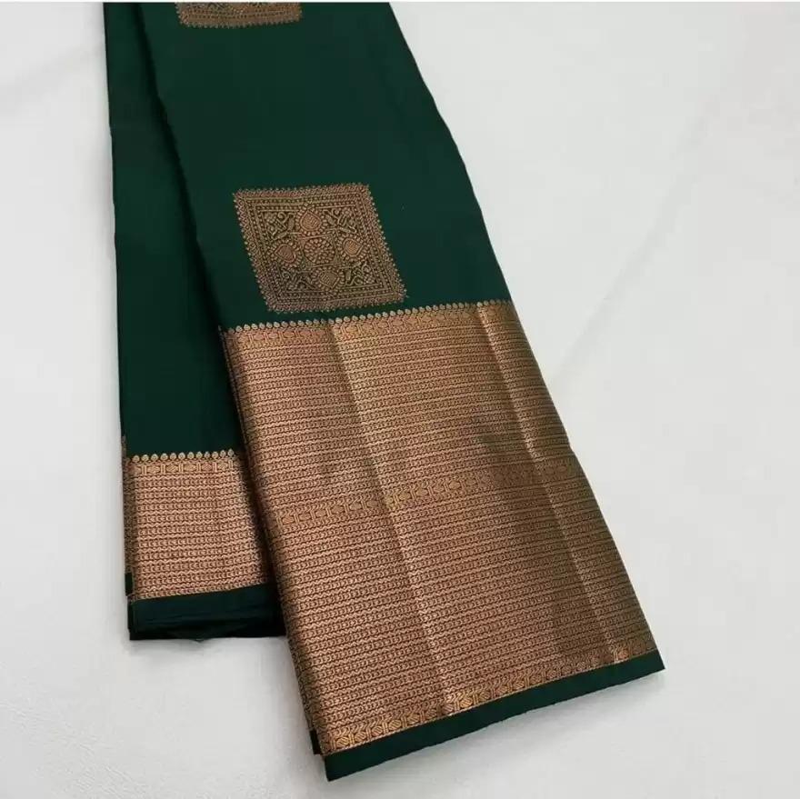 Radiant Dark Green Soft Silk Saree With Pleasant Blouse Piece - Colorful Saree