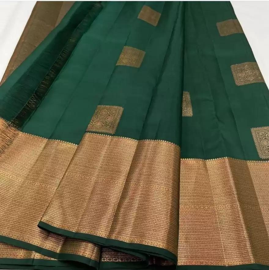 Radiant Dark Green Soft Silk Saree With Pleasant Blouse Piece - Colorful Saree