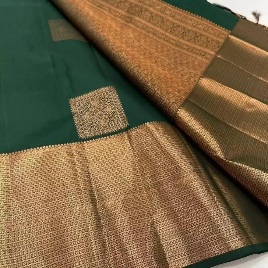 Radiant Dark Green Soft Silk Saree With Pleasant Blouse Piece - Colorful Saree