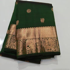 Sophisticated Dark Green Soft Silk Saree With Precious Blouse Piece - Colorful Saree