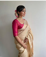 Wonderful Beige Soft Silk Saree With Mesmerising Blouse Piece - Colorful Saree