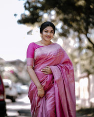 Exceptional Pink Soft Silk Saree With Glorious Blouse Piece - Colorful Saree