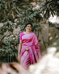 Exceptional Pink Soft Silk Saree With Glorious Blouse Piece - Colorful Saree