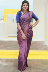 Tremendous Purple Soft Silk Saree With Prodigal Blouse Piece - Colorful Saree