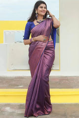 Tremendous Purple Soft Silk Saree With Prodigal Blouse Piece - Colorful Saree