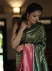 Imbrication Dark Green Soft Silk Saree With Demesne Blouse Piece - Colorful Saree