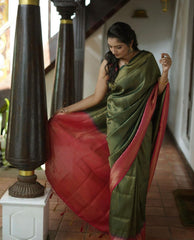 Imbrication Dark Green Soft Silk Saree With Demesne Blouse Piece - Colorful Saree