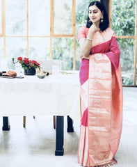 Trendy Pink Soft Silk Saree with Elegant Blouse Piece - Colorful Saree