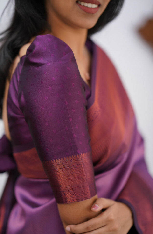 Charming Purple Soft Silk Saree With Eye-catching Blouse Piece - Colorful Saree