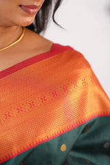 Eloquence Dark Green Soft Silk Saree With Evocative Blouse Piece - Colorful Saree