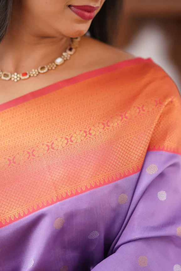 Desultory Lavender Soft Silk Saree With Murmurous Blouse Piece - Colorful Saree