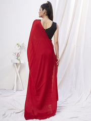 Admiral Red Pre-Stitched Blended Silk Saree - Colorful Saree