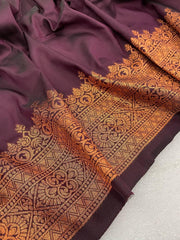 Pretty Wine Soft Banarasi Silk Saree With Snazzy Blouse Piece - Colorful Saree