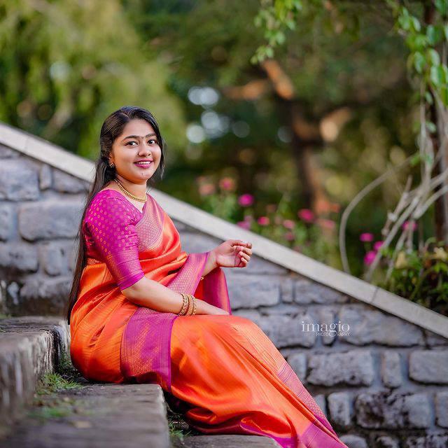 Refreshing Orange Soft Kanjivaram Silk Saree With Beautiful Blouse Piece - Colorful Saree