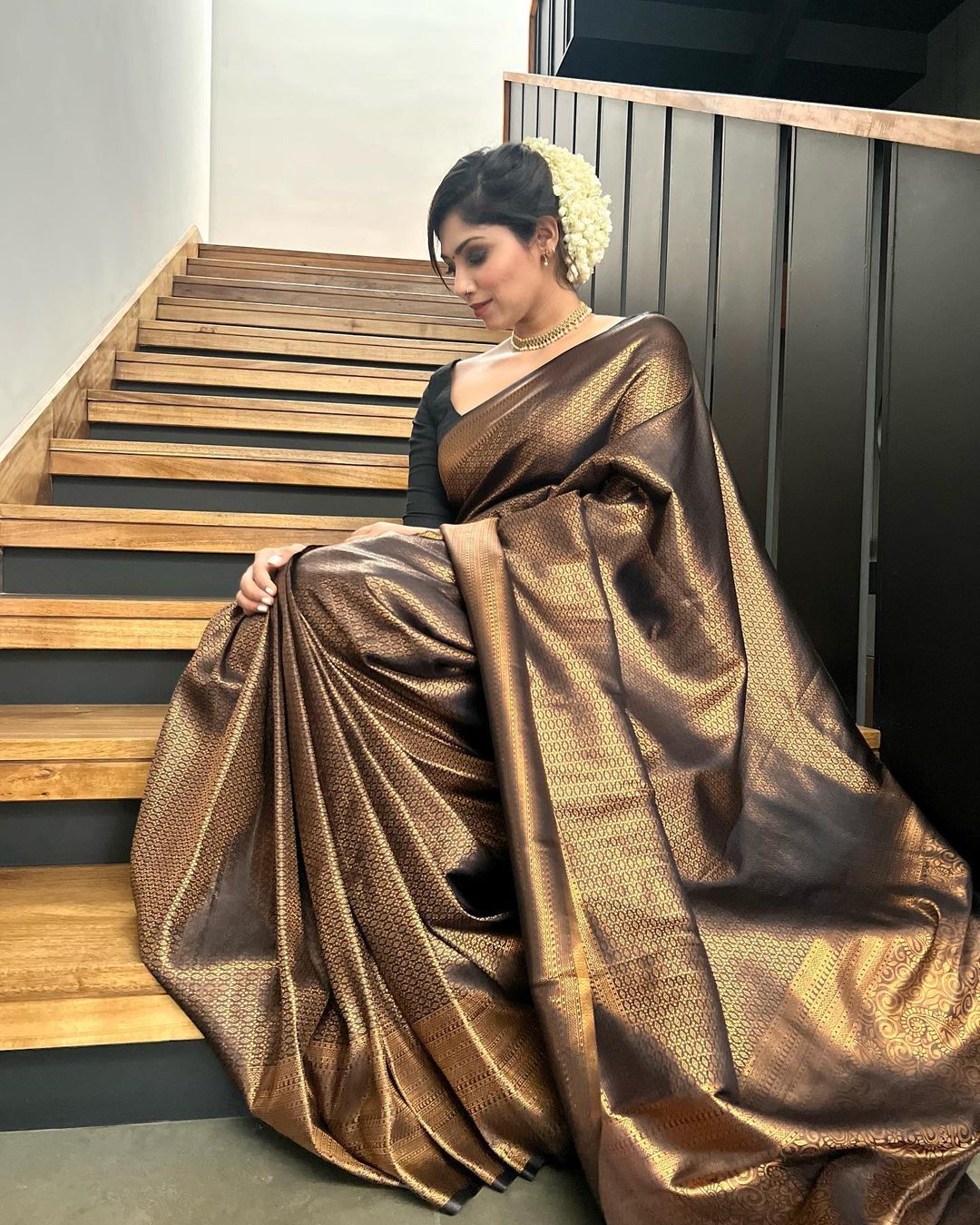 Lovely Black Soft Banarasi Silk Saree With Elaborate Blouse Piece - Colorful Saree