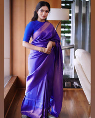 Inspiring Blue Soft Banarasi Silk Saree With Entrancing Blouse Piece - Colorful Saree