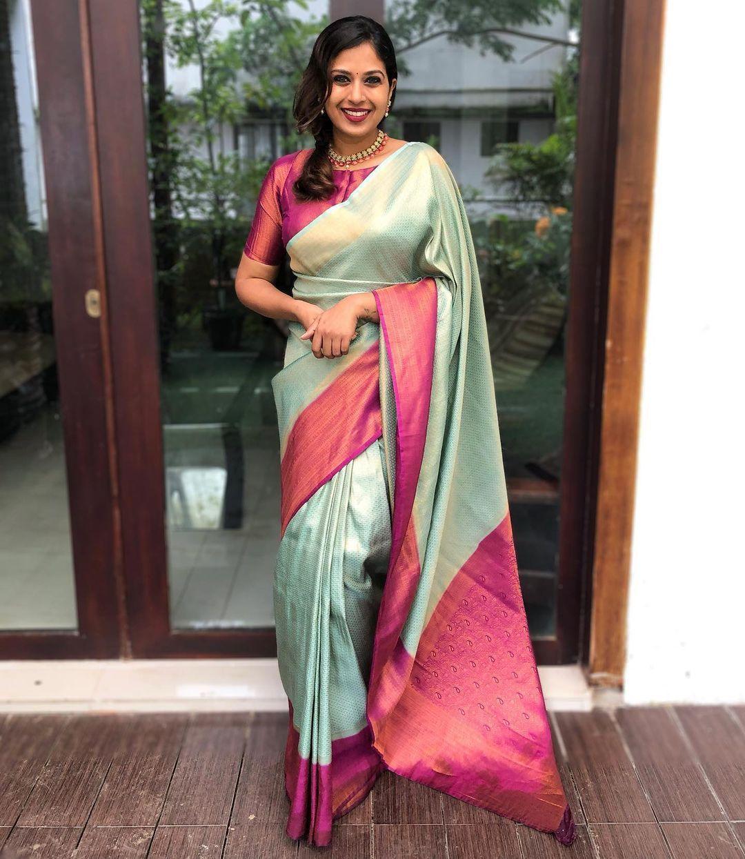 A glam Sea Green Soft Banarasi Silk Saree With Adoring Blouse Piece - Colorful Saree