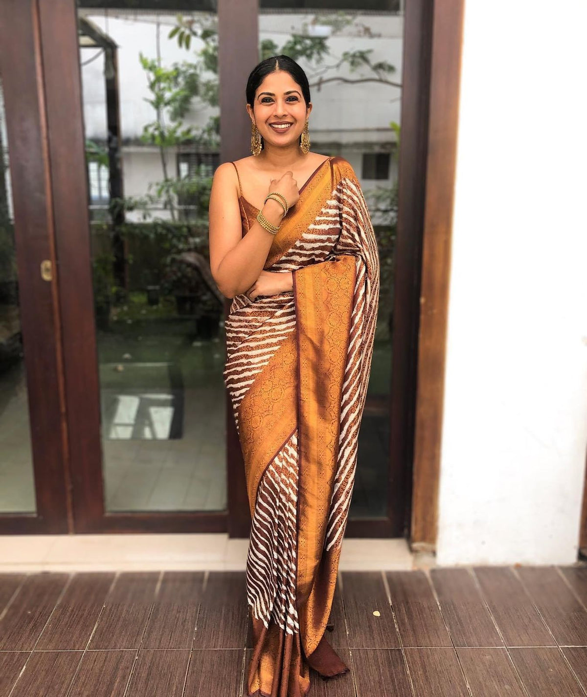 Pleasurable Brown Soft Banarasi Silk Saree With Magnetic Blouse Piece - Colorful Saree