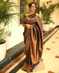 Charming Black Soft Kanjivaram Silk Saree With Surpassing Blouse Piece - Colorful Saree