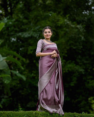 Desultory Brown Soft Kanjivaram Silk Saree With Diaphanous Blouse Piece - Colorful Saree