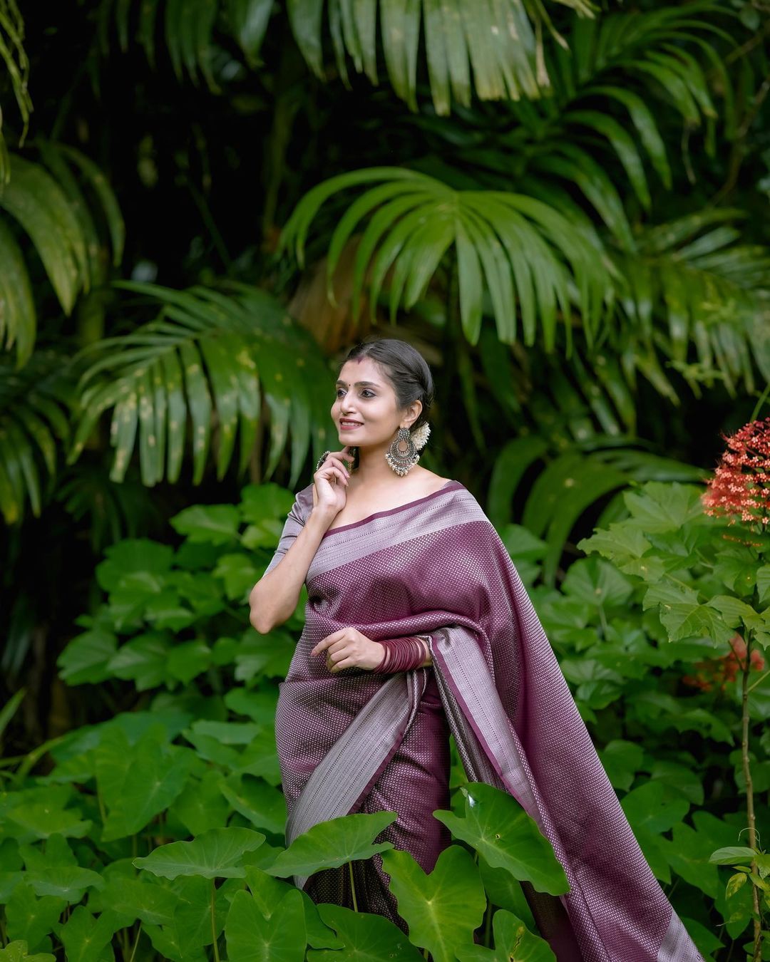 Desultory Brown Soft Kanjivaram Silk Saree With Diaphanous Blouse Piece - Colorful Saree