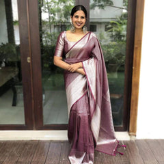 Unique Brown Soft Kanjivaram Silk Saree With Outstanding Blouse Piece - Colorful Saree