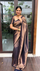 Sensational Navy Blue Soft Kanjivaram Silk Saree With Skinny Blouse Piece - Colorful Saree