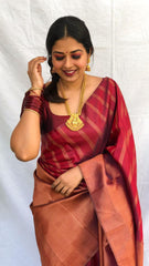 Groovy Maroon Soft Banarasi Silk Saree With Prominent Blouse Piece - Colorful Saree