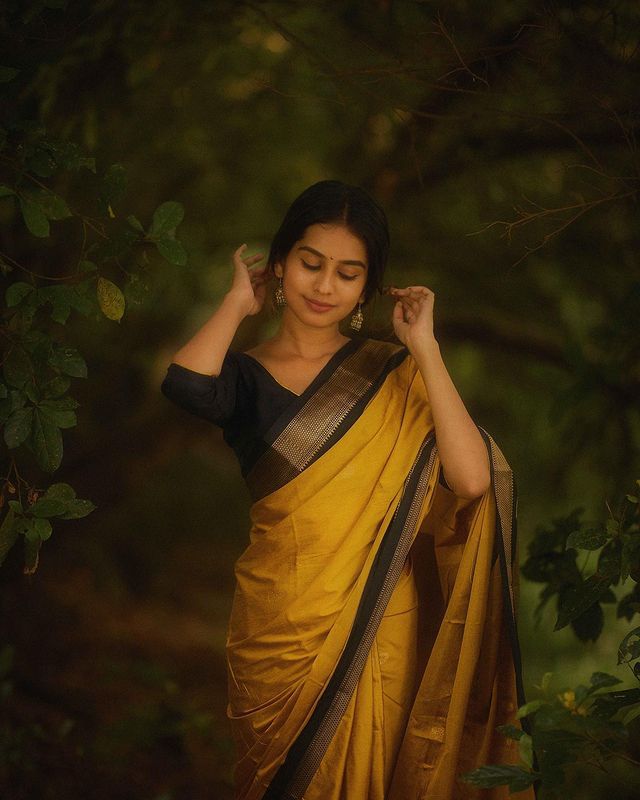 Elegant Yellow Soft Banarasi Silk Saree With Staring Blouse Piece - Colorful Saree