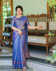 Scrumptious Blue Soft Silk Saree With Luxuriant Blouse Piece - Colorful Saree