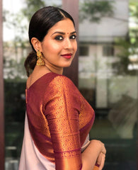 Admirable Beige Soft Banarasi Silk Saree With Gorgeous Blouse Piece - Colorful Saree