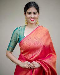 Brood Dark Pink Soft Silk Saree with Bucolic Blouse Piece - Colorful Saree