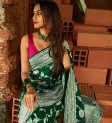 Appealing Rama Soft Silk Saree With Deserving Blouse Piece - Colorful Saree